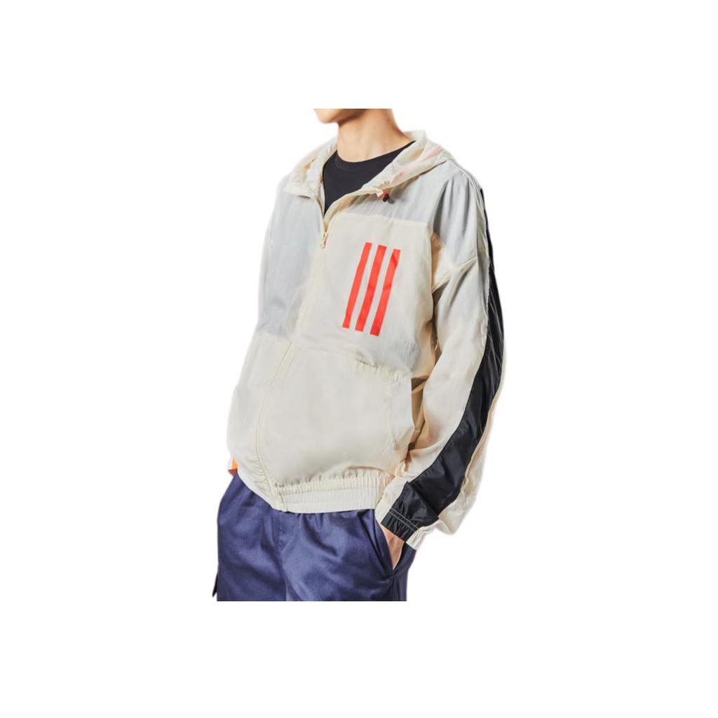 Adidas Wind Motion Hooded Sports Jacket Men Outerwear Off-White H39836