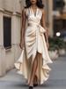 Trendy V-neck Irregular Women's Ruffle Dress