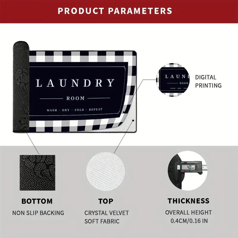 Black And White Checkered Carpet, Easy-To-Clean Floor Mat For Laundry Room, Kitchen And Bathroom, Home Decoration