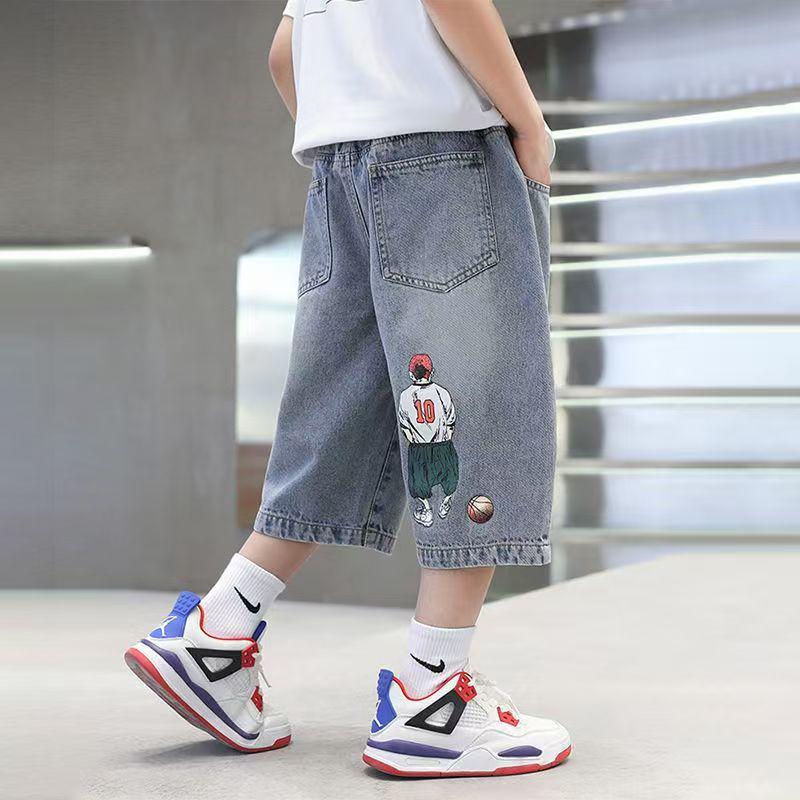 Boys Trendy Summer Denim Shorts 2026: Cool, Versatile, Loose Fit, Mid-Length Casual Pants 110 cm