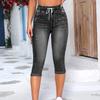 Damen Gerade Hosen Jeans Mit Taschen Lässige Denim Hosen
