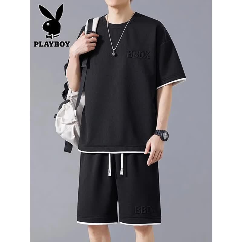 Мужской летний повседневный спортивный костюм PLAYBOY 5XL чёрный