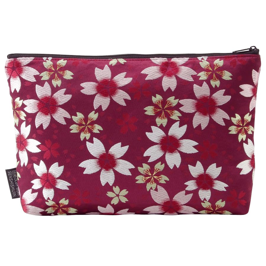 Senshishuin Nishijin Brocade Stamp Book Case Edo Purple Cherry Blossom Design Pouch/Shrine (Lined) (Large)