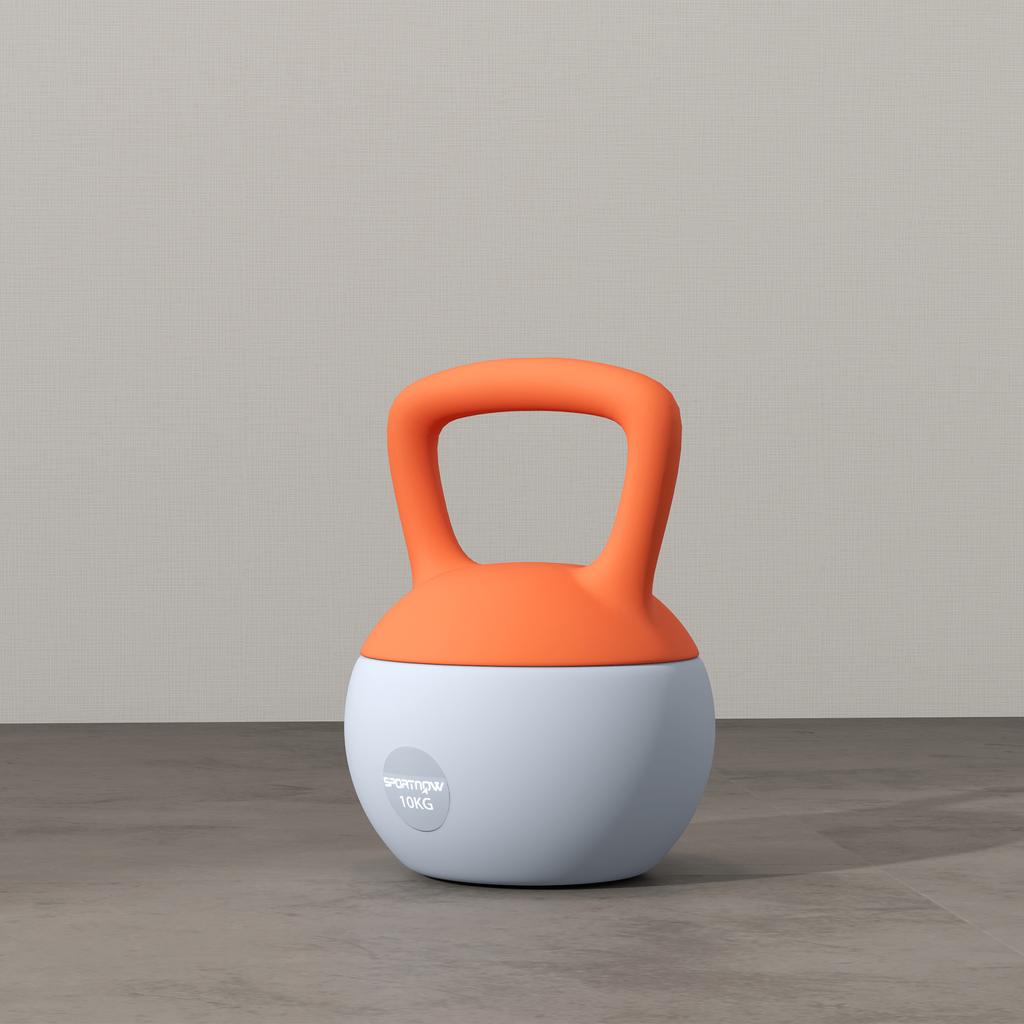 10KG Soft Kettlebell, Kettle Bell with Non-Slip Handle for Home Gym, Weight Lifting, Strength Training, Orange/Grey