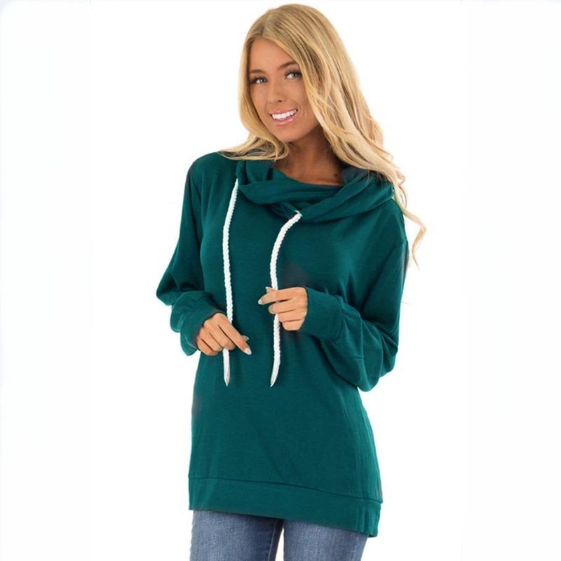 SCIONE Damen Herbst Neue Casual Mit Kapuze Einfarbig Warme Lose Pullover Pull Seil Mit Kapuze Pullover Tops