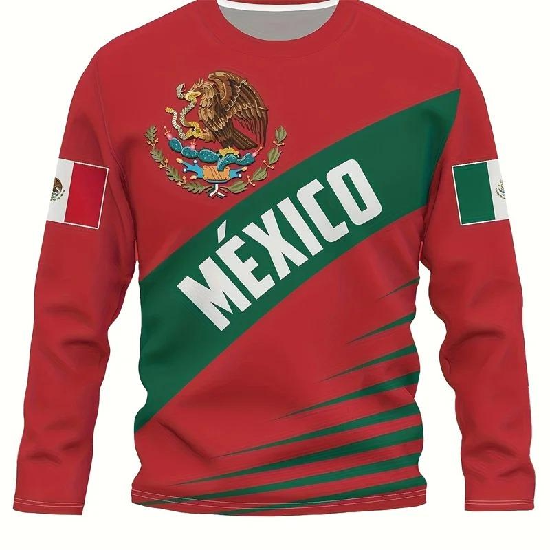 Mexico Eagle flag 3D Print Men Long Sleeve T Shirt Fashion Comfortable T-shirt Casual O-neck Pullover Autumn Loose Men's Tops