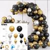 Set di palloncini in lattice da 137/119 pezzi nero, oro e argento, adatto per matrimoni, compleanni, feste pop, addii al nubilato e feste