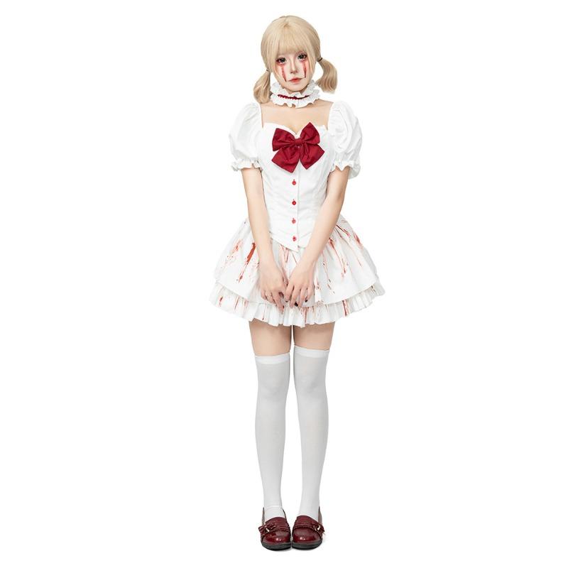 New Halloween Models, Gothic Bloody Doll Stage Performance Costumes, Maid Costumes