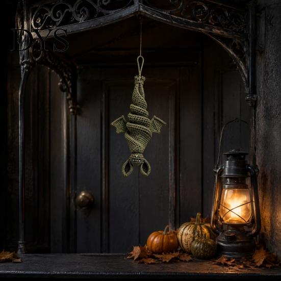 Crochet Bat Kit Wind Spinner DIY Kit, Halloween Knitted Spiral Hanging Decoration Gothic Style Decor with Yarn And Hook, Spooky Handmade Complete
