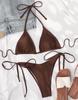 Kvinners badedrakt Triangle Cup Back Tie Backless Sexy Bikini Sett Lav midje Side Tie