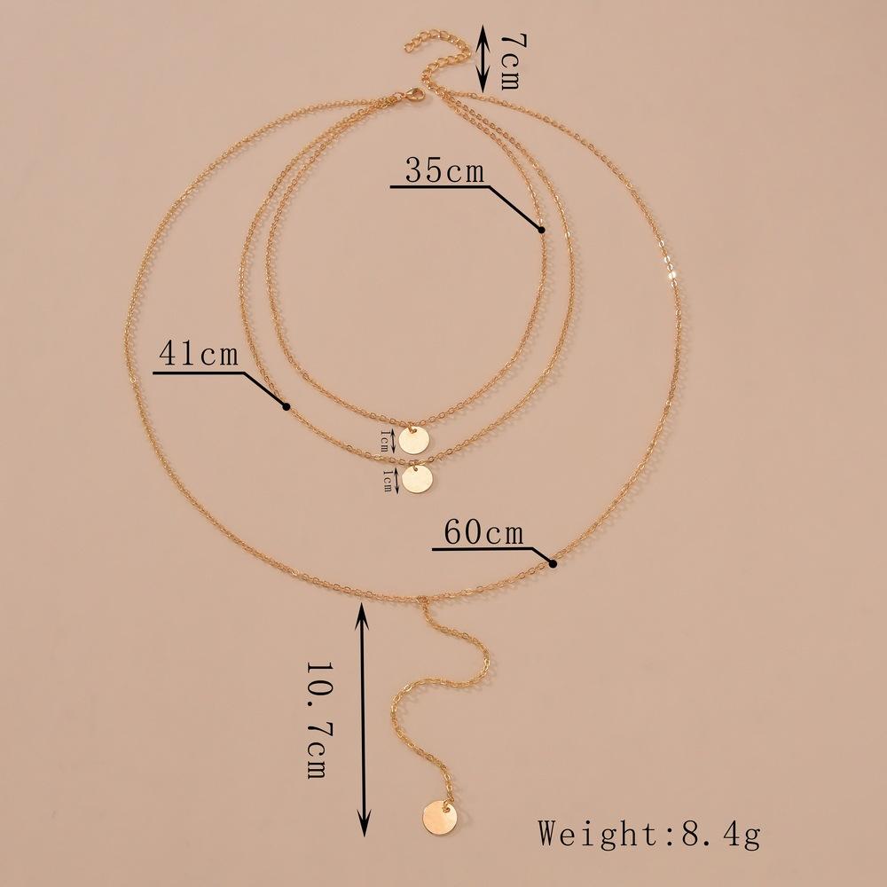 New Long Multi-layer Necklace Female Personality Sexy Geometric Disc Pendant Neck Chain Collarbone Chain