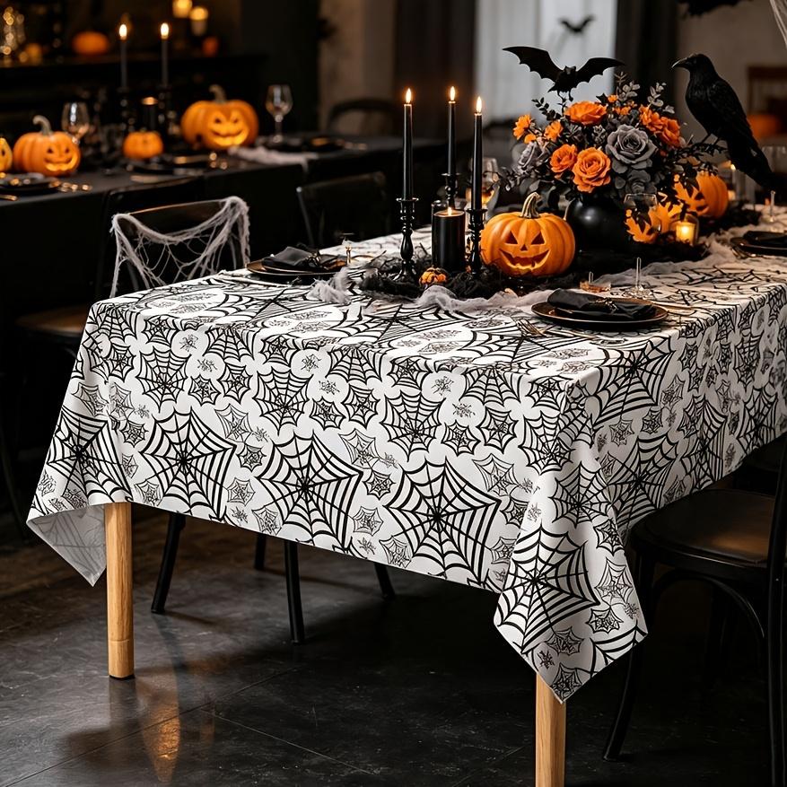 Tablecloth, 1pc Halloween Dark Spiderweb Rectangular Party Tablecloth 137.16cm X 274.32cm, Halloween Party Decoration, Dark Halloween Party Decor Tabl