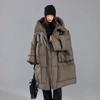 Womens Oversized Long Puffer Coat With Hood Thick White Duck Down Fill 85-90% Content Plus Size Up To 300lbs Winter Warm