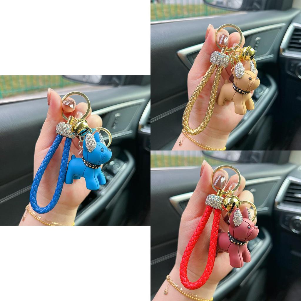 Schattige Hars Bulldog Cartoon Sleutelhanger Met Sprankelende Diamant Autosleutelhanger Dames Tas Hanger Ideaal Cadeau Voor Diverse Gelegenheden