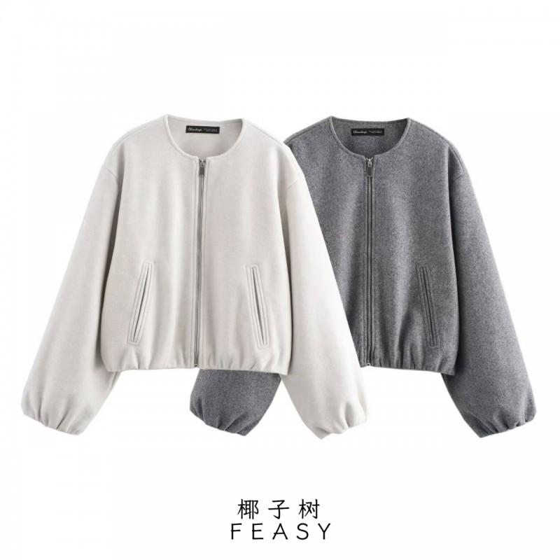Womens Streetwear Soft Zipper Jacket Coat Winter Casual Chic Outerwear
