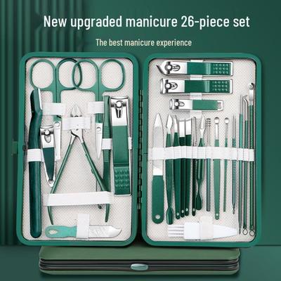 Dark Green 26-Piece Slant-Edge Nail Clipper & Manicure Tool Set