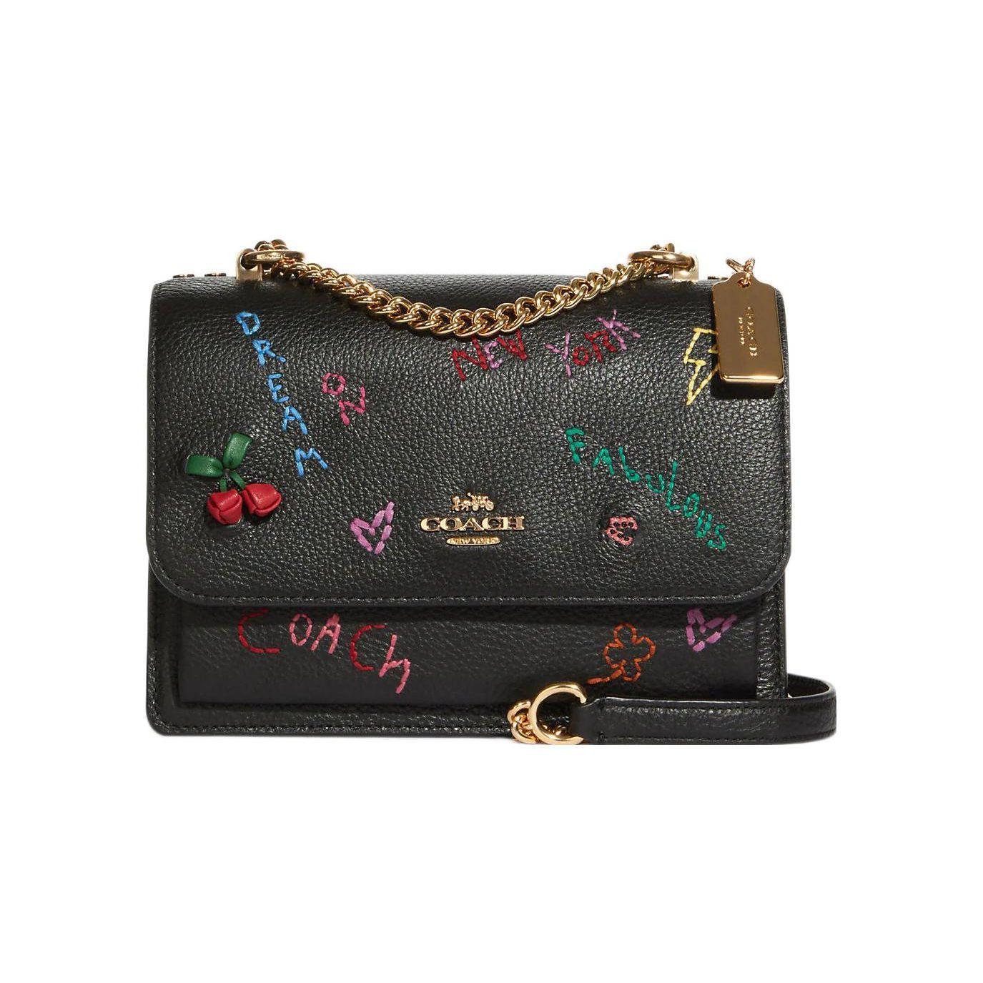 

Coach X Diary Embroidery Klare 22 Solid Color Diary Embroidery Flap Chain Leather Accordion Shoulder Crossbody Bag Small Women bags Black C8283-IMA47 Gift Box Set (Basic Set+Yellow Box)