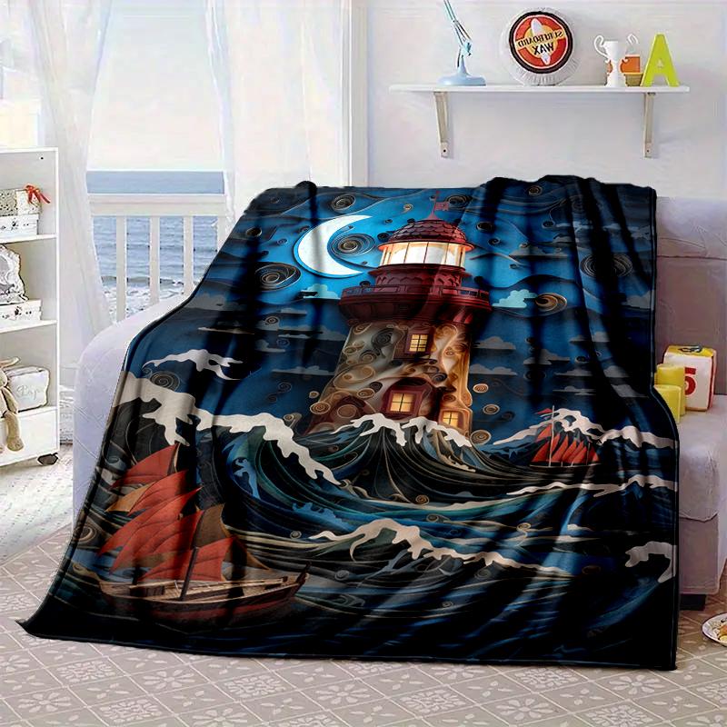 Lighthouse In Stormy Sea Blanket Flannel Blanket Throw Blanket Sofa Cover Blanket Soft Premium Blanket Picnic Blanket Tv Blanket Gifts