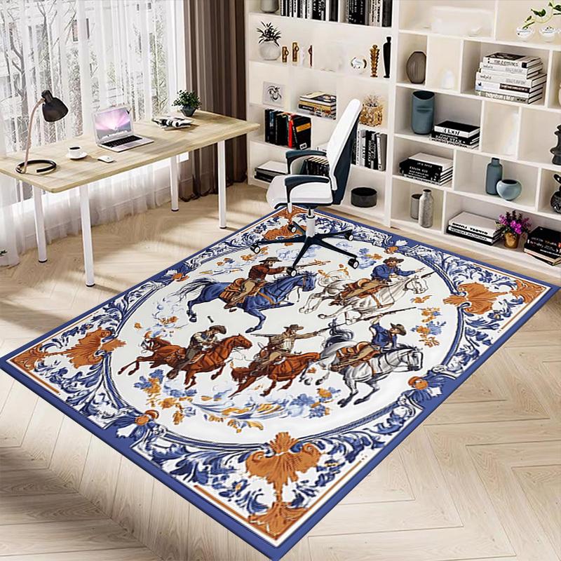 1PC Cowboys Horses Non-Slip Floor carpet, Office, family, bedroom, Studio - Large Area Rug, Vibrant Colors, Longlasting Material-C0478