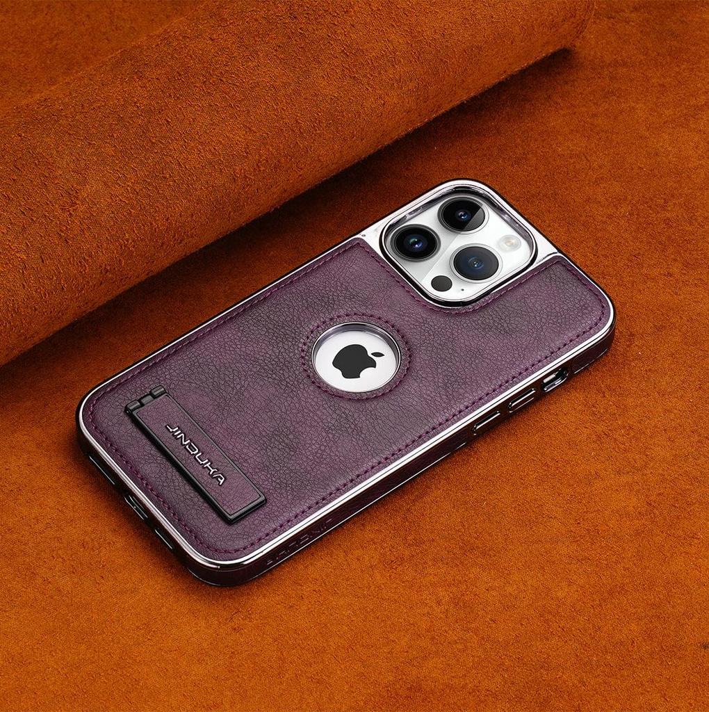 "Premium Leather Anti-fall Case for S24 Ultra 16 Pro Max, iPhone 16 Pro, Mate 60 with Stand"