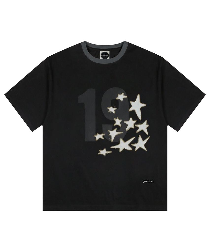 GLACK Gt124 Numbering Star Applique T-Shirt (Black)