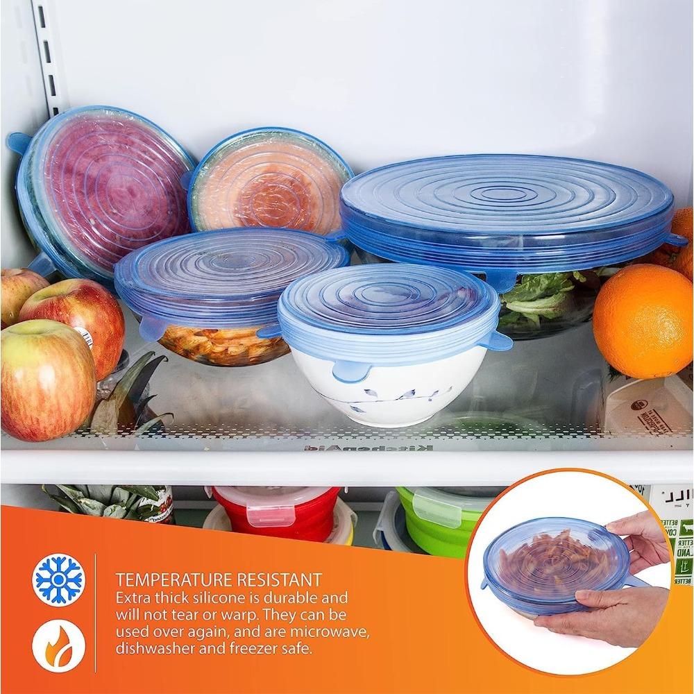 6 Pack Silicone Stretch Lids Food Storage Lids Flexible Round Silicone Bowl Lids 6 Different Sizes To Fit Most Containers