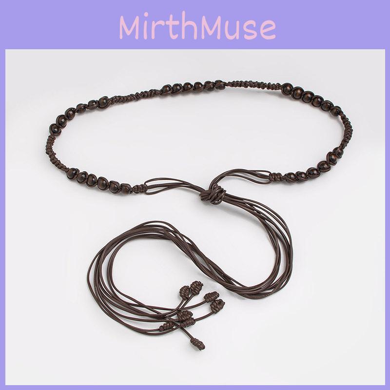 Bohemian Waist Belt With Wooden Beads Handmade Rope Tie For Casual Summer Festival