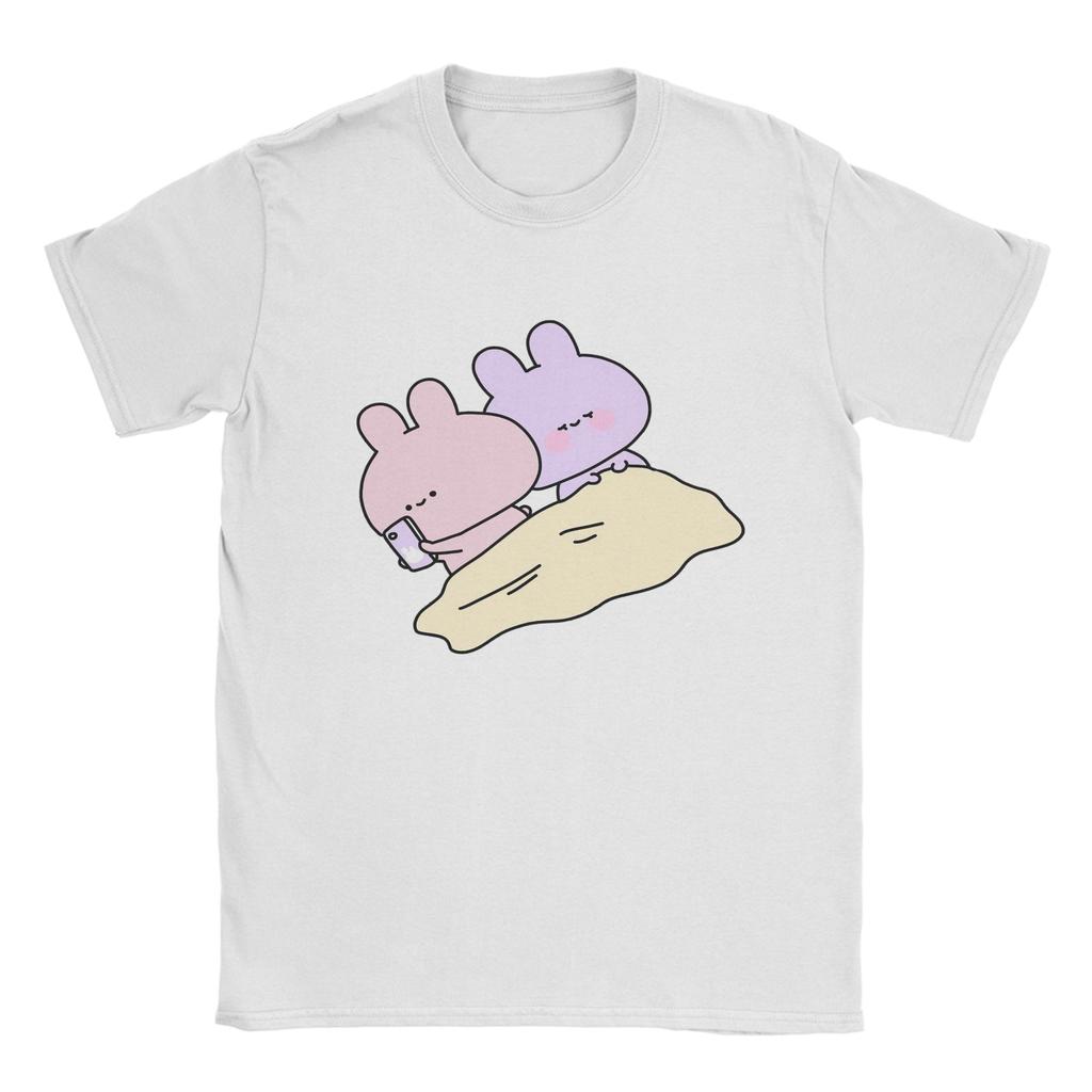 Unisex T Shirt Asamimichaan Cute Asamimi Pink Chilling With Blue T Shirts Popular Summer Tee Shirt Cotton Tops Plus Size 6xl