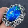 Natural Blue Triplet Opal Gemstone 925 Sterling Silver Jewelry Ring Size 8 u5z73