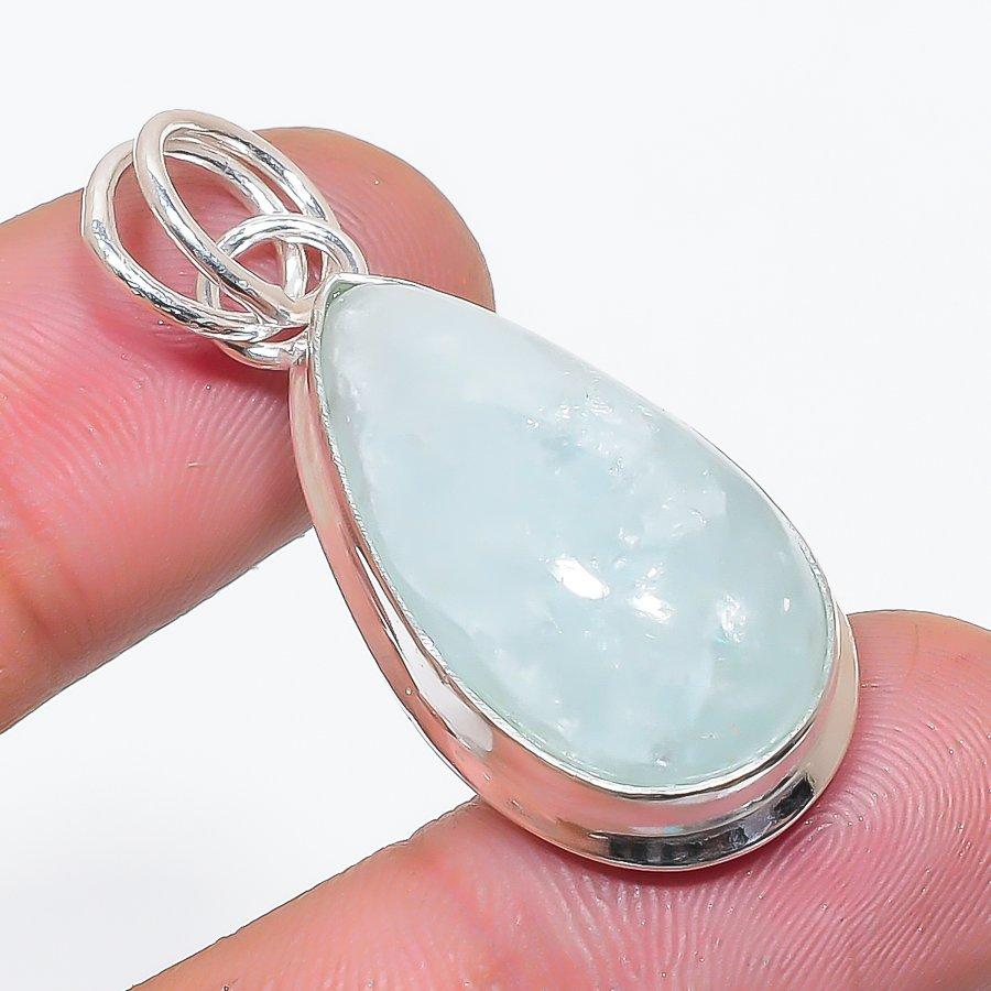 Natural Aquamarine Gemstone 925 Sterling Silver Jewelry Pendant 1.77  AP-14284