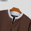 INCERUN Men's Short Sleeve Casual Striped Patchwork Oversized Tops T-shirts