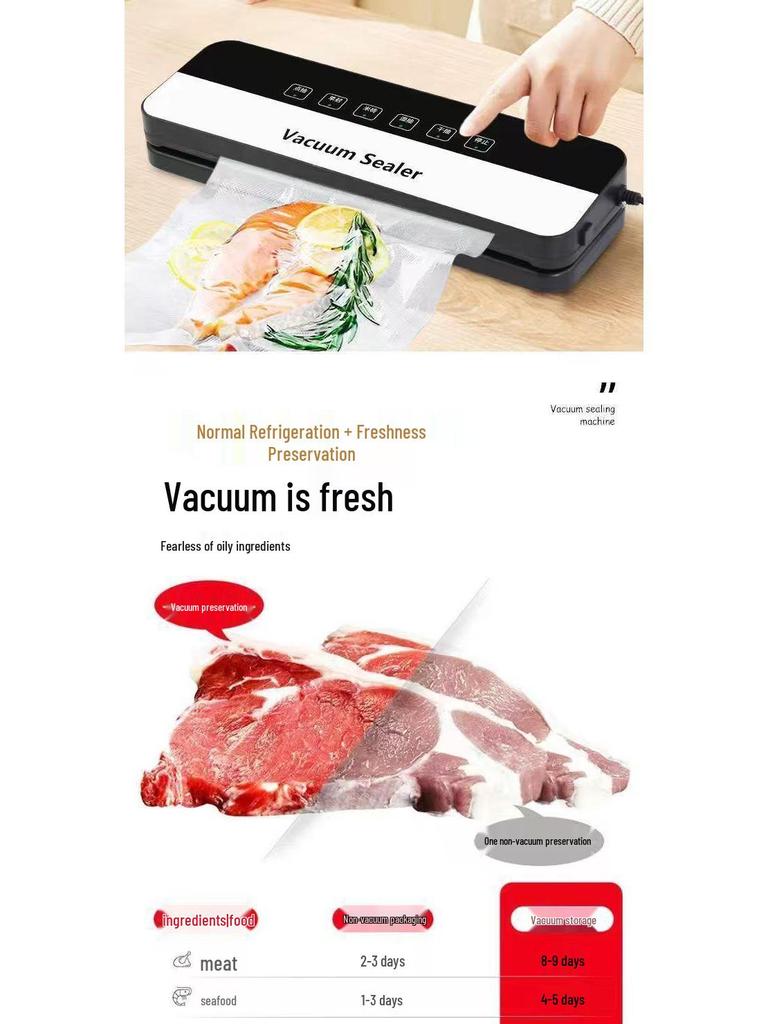 Automatischer Vakuumierer & Lebensmittelverpackungsmaschine zur Frischeerhaltung, Ideal für trockene und feuchte Lebensmittel