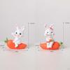 2 Carrot Bunny Figurines, Rabbit Decoration, Animal Figures, Miniature Couples Statues for