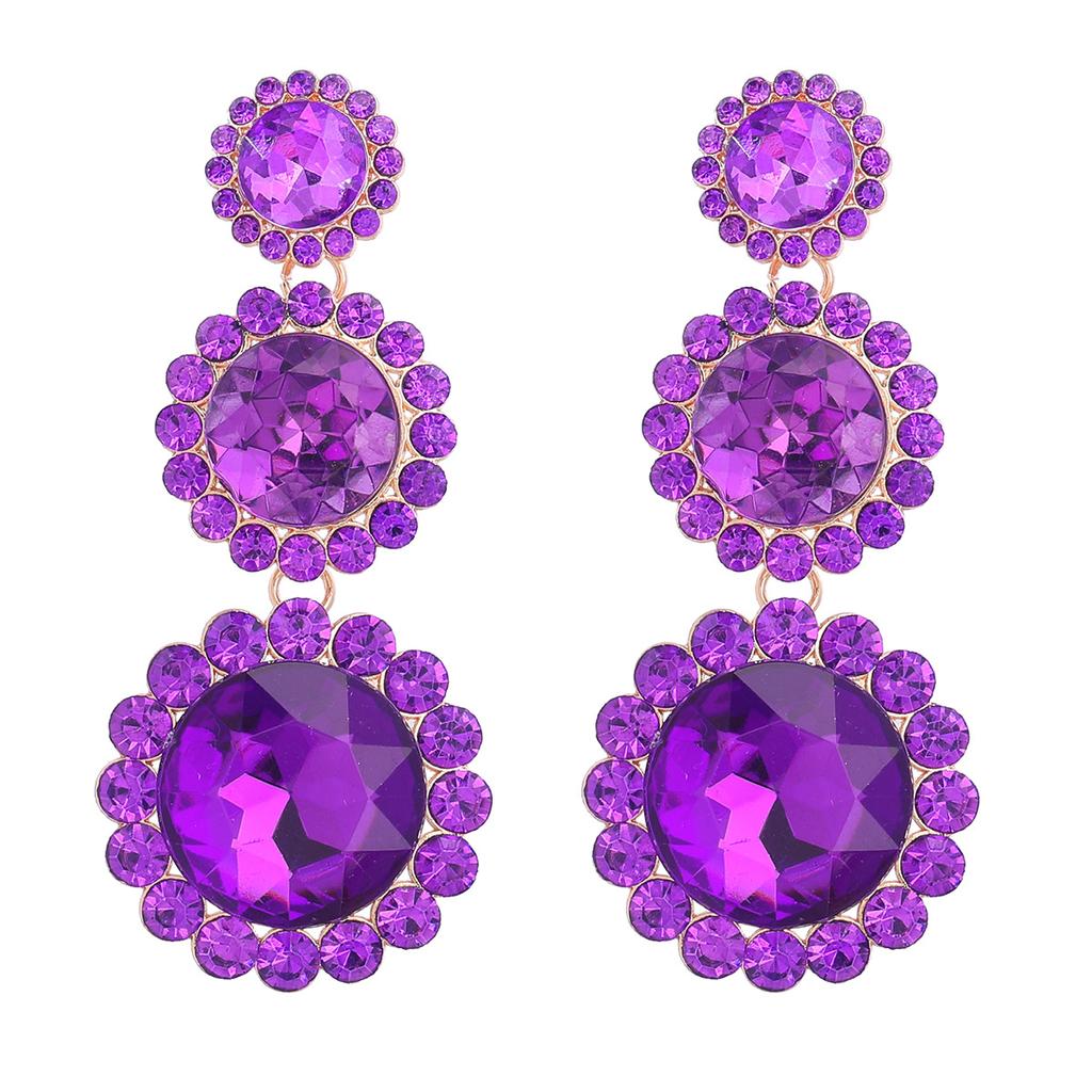 Women's Sparkling Geometric Earrings Round Diamond Earrings