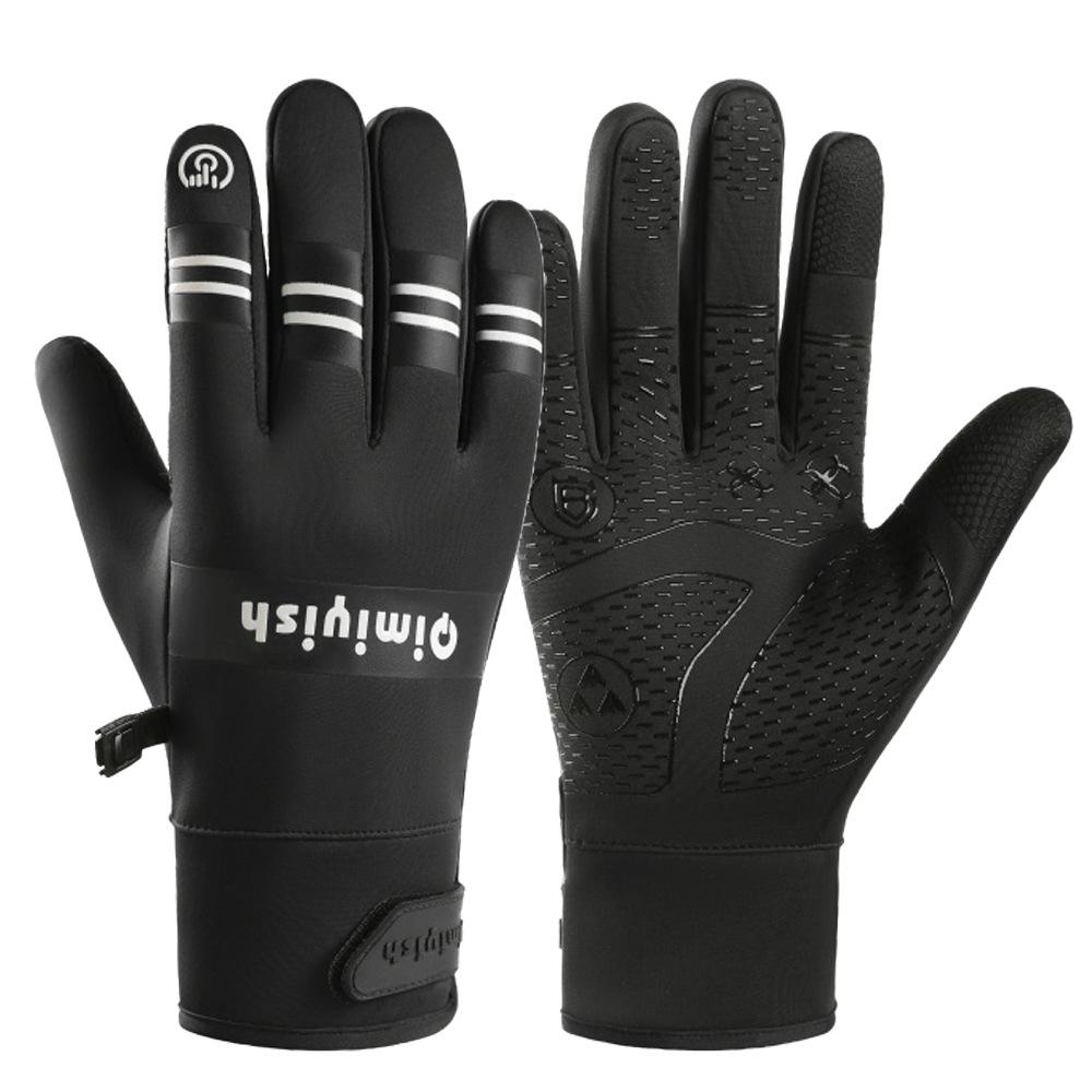 Men's and Women's Windproof Cycling Gloves: Water-Repellent, Non-Slip, Touchscreen, Fleece-Lined for Winter Warmth.