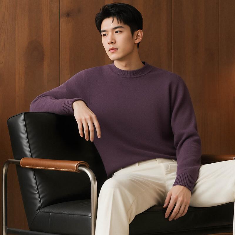 

FAPAI Men s Merino Wool & Cashmere Round Neck Sweater 2XL