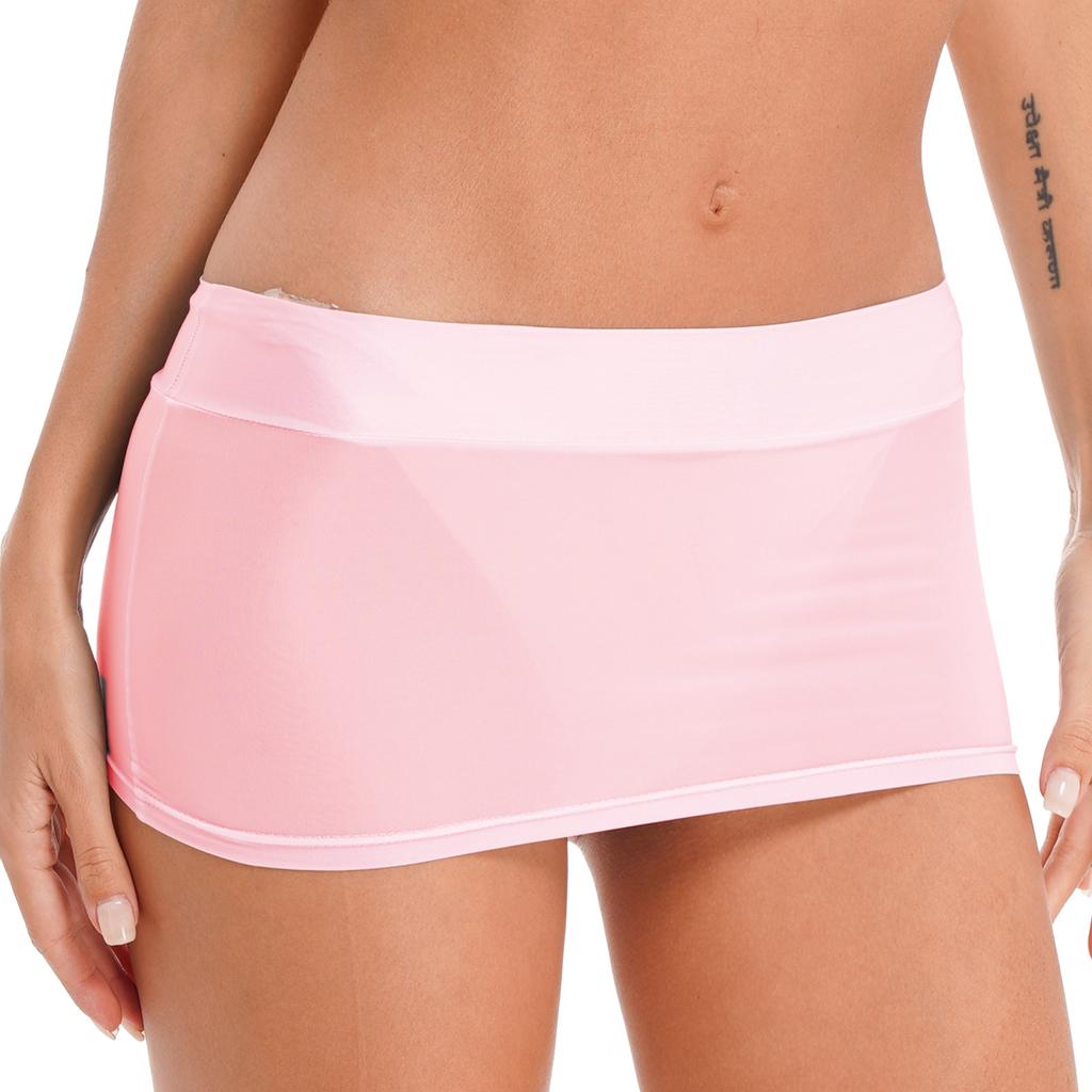 Damen Strand Überwurf Minirock Halb Transparentes Design Einfarbiger Colorblock Niedrige Taille Bleistiftrock