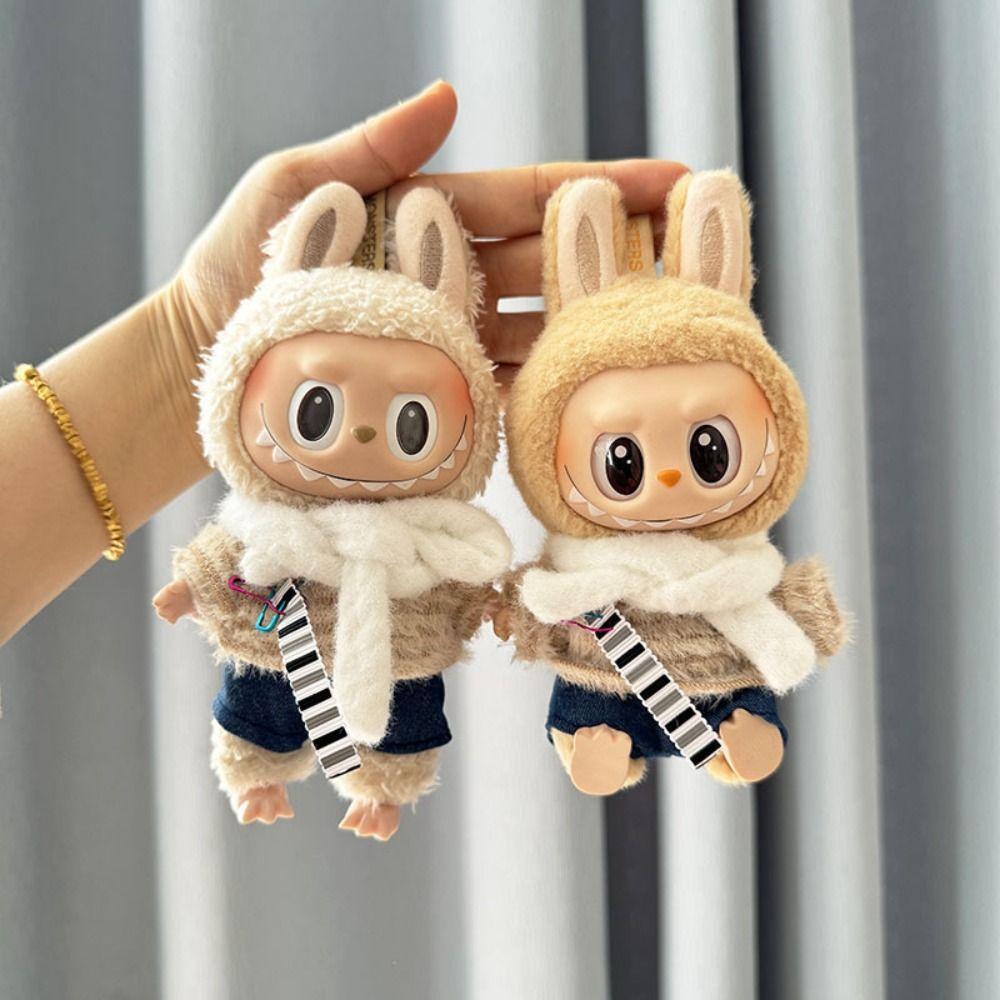 

1 set Scarf Sitting Party Labubu Doll Clothes Dress Set Mini Cotton Doll s Clothes Dress-up Doll кавовий