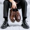 Nouvelles Chaussures en Cuir Décontractées Homme Style Britannique Vintage Printemps Automne Respirantes Augmentant la Hauteur Mocassins Chaussures de Luxe Designer Homme Brogue