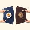Chinese Style Leather Fan-shaped Waterproof Oil Resistant and Heat-resistant Western Cuisine New Chinese Bowl Cup Table Mat