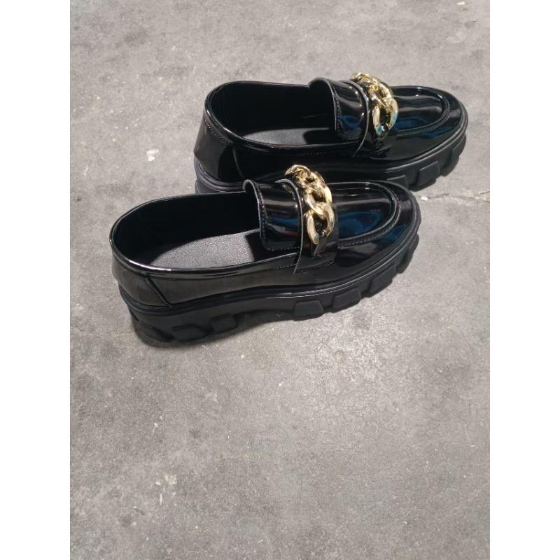 

Новые зимние ретро туфли-лодочки на толстой подошве и толстом каблуке с металлической пряжкой, универсальные, из маленькой кожи, женские 43 чёрный