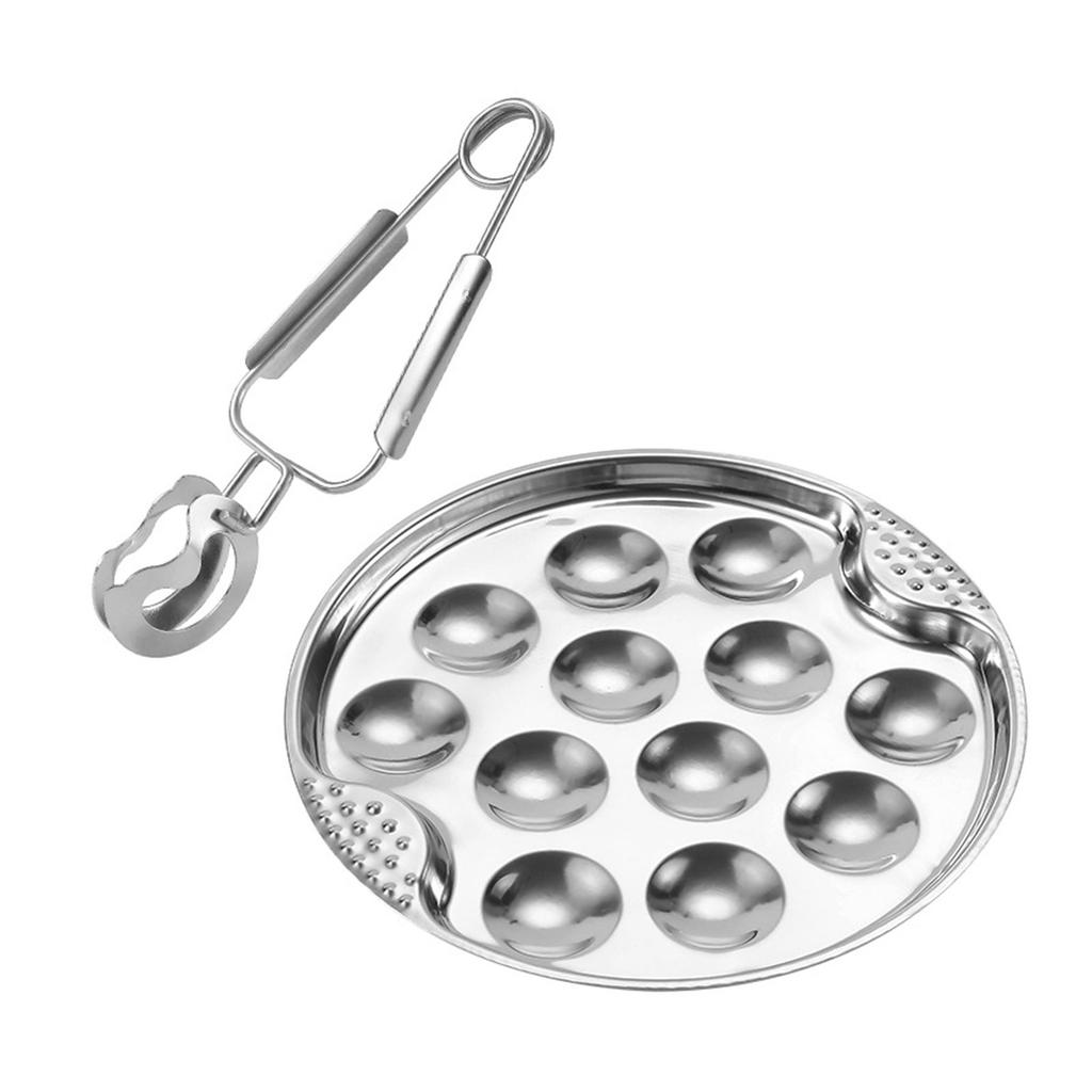 Stainlesss Steel Kitchen Utensils Escargots Bakings Dish and Tongs Elegant Snail Plate and Fork Metal Kitchenwares
