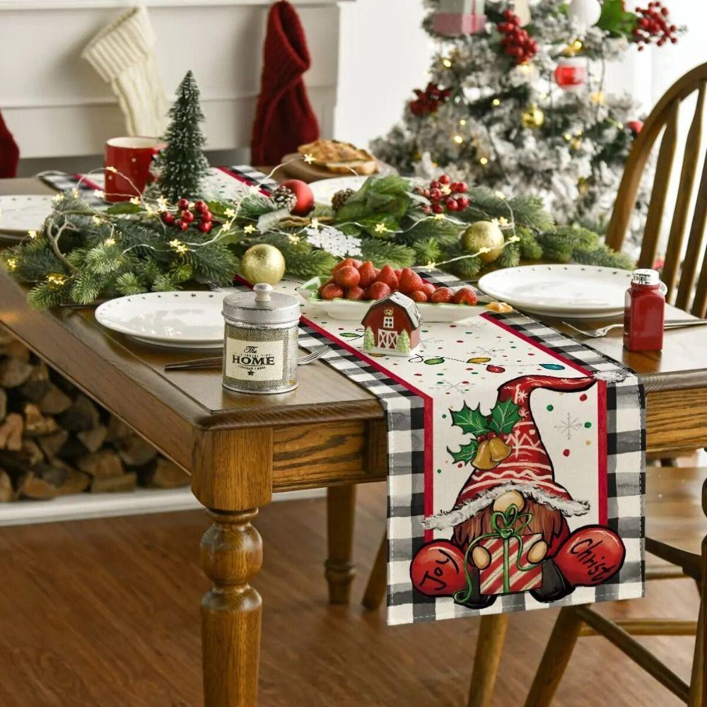 Linen Christmas Table Flag Snowman Printed Table Mat Table decoration Christmas Table Runner  Gift