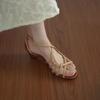 Fashion Open Toe 2025 Summer Large Size Sale Of Women's Shoes Heels Luxury Sandals Suit Female Beige Peep Big New Comfort