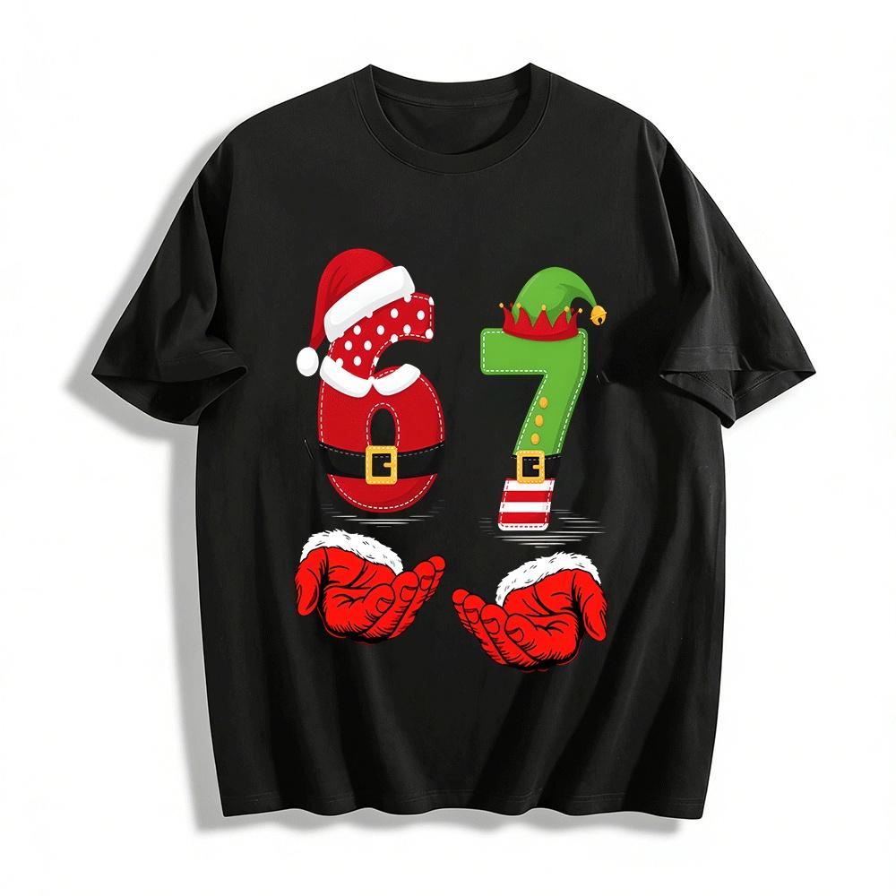 Christmas Themed Number 6&7 Santa Elf Holiday Top Pure cotton T-shirt XXS
