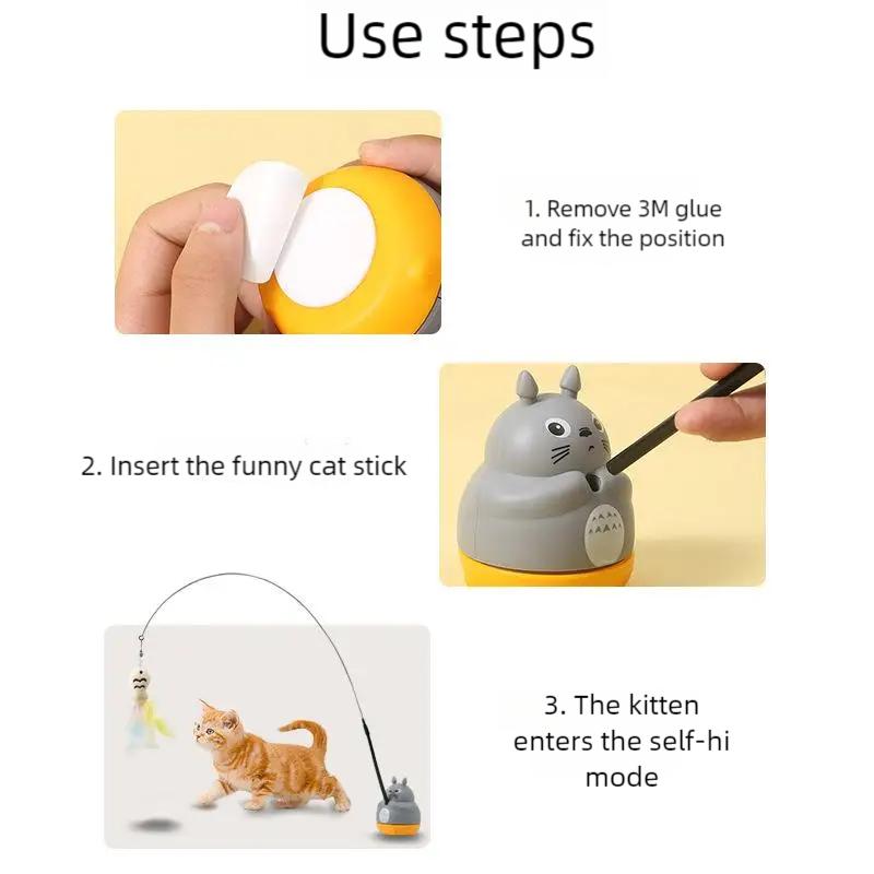 Neue Katze, lustiger Katzenstab, Stahldraht, langer Stab, Feder, süßes Katzenspielzeug, Kätzchenangeln, rotierendes Selbstvergnügen-Erleichterungsspielzeug für Haustiere