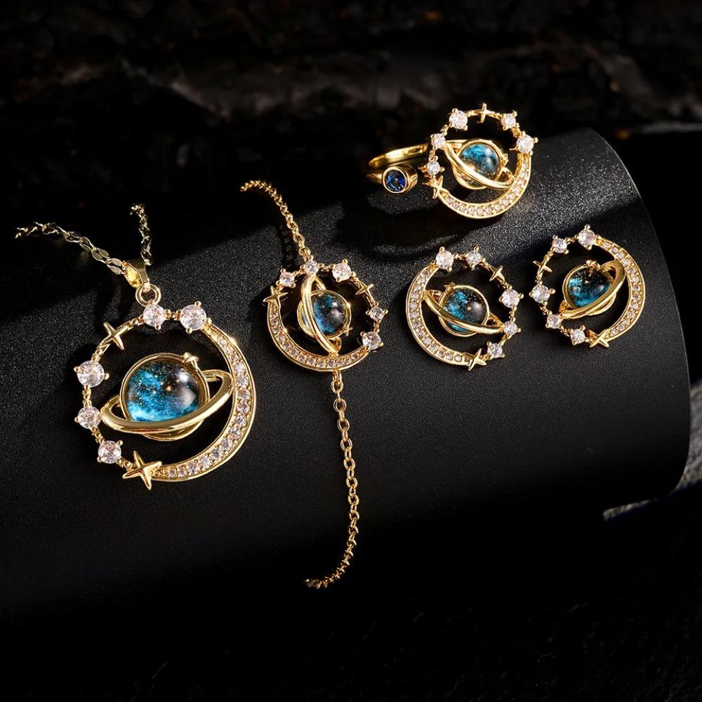 Starry Planet Necklace Niche Design Chain Titanium Steel Luxurious and Shiny Elegant Chinese Style Pendant