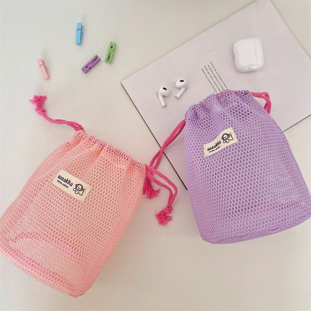 Sieťované tašky sťahovacou šnúrkou Veľká kapacita Dámska kozmetická taška Prenosná taška na umývanie make-upu Cestovný organizér Vrecko na balenie Kabelky