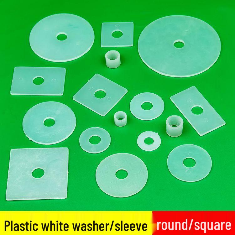 White Round Square Plastic Insulation Gasket Flat Washer Sleeve for Glass Handle Accessories Ø18.5MM*6-Hole Round Gasket (Transparent)