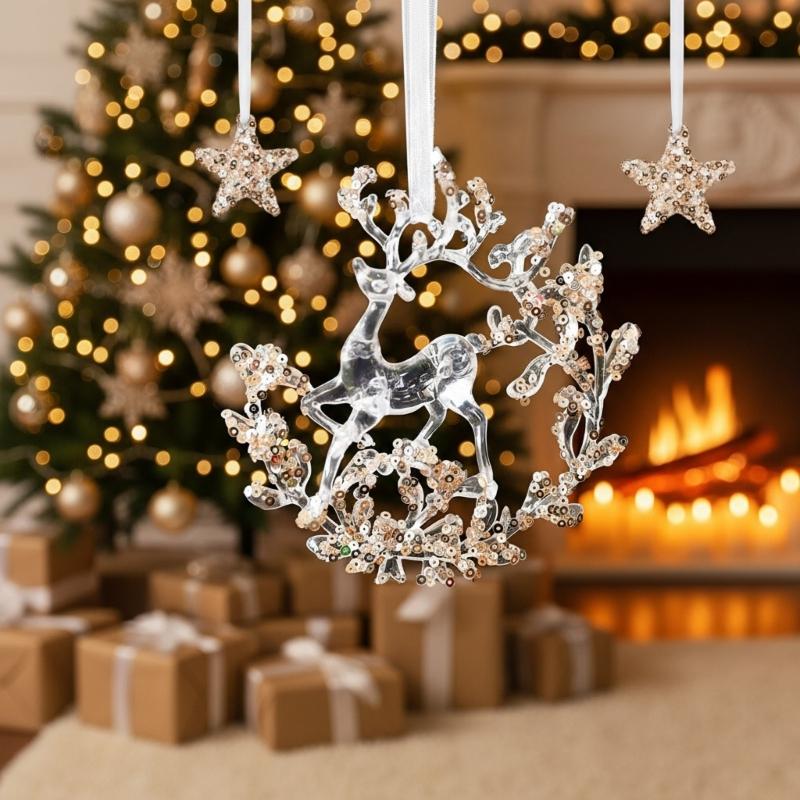 Shatterproof Acrylic Snowflakes Hanging Decorations For Indoor and Outdoor Christmas Displays